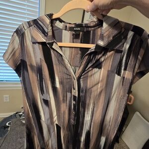 Alfani Women's Abstract Blouse - Black, Brown, Cream